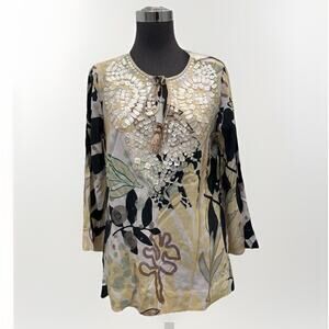 NWT Soft Surroundings Vigne Tunic Womens PXS Petite XS Yellow Long Sleeve